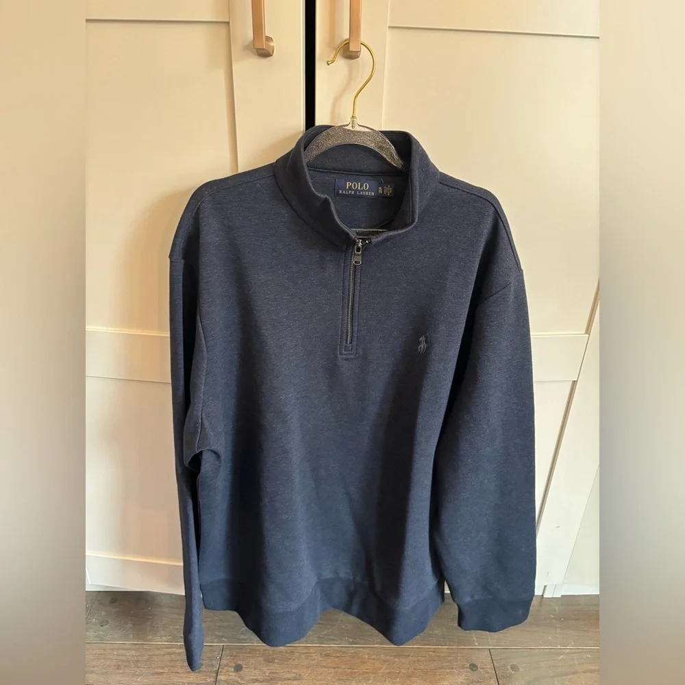 Polo Ralph Lauren Men's Size XL Quarter Zip Sweater Cotton Knit in Blue
